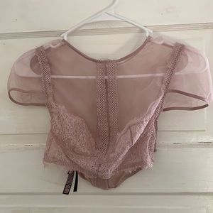 Pink lace up lingerie from VS. size XS. Fits A-B cup.